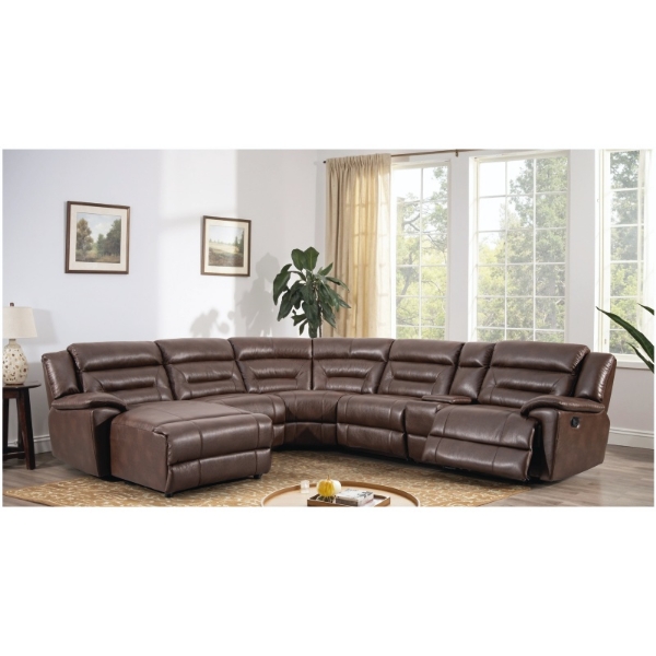 Picture of Highgate 6Pce 1 Motion Corner Lounge Suite - Brown