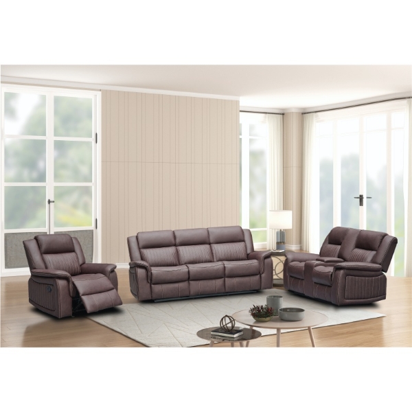 Picture of Brixton 3Pce 3 Motion Lounge Suite - Brown